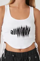 Women's Ribbed All Night Graphic Tank Top in White Large