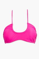 Women's Tie-Neck Halter Bikini Top in Shocking Pink Large