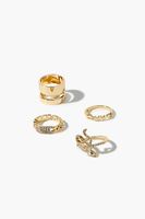 Women's Rhinestone Snake Ring Set in Gold/Clear, 7