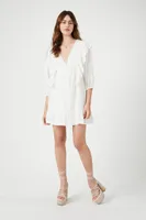 Women's Ruffle-Trim V-Neck Mini Dress in Ivory Medium