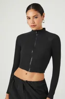 Women's Zip-Up Mock Neck Crop Top