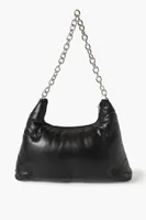 Women's Quilted Faux Leather Shoulder Bag in Black