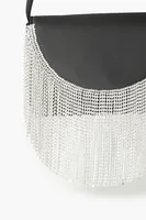 Women's Rhinestone Fringe Shoulder Bag in Black