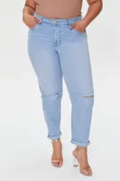 Women's Distressed Boyfriend Jeans in Light Denim, 12