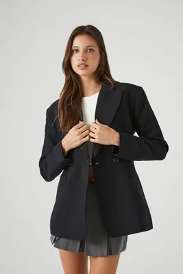 Women's Double-Breasted Peak Lapel Blazer Black