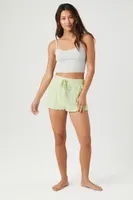 Women's Ribbed Drawstring Pajama Shorts in Pistachio Small