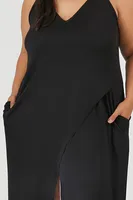 Women's Crisscross Tulip-Hem Maxi Dress in Black, 3X