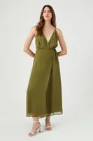 Women's Surplice Cami Maxi Dress in Olive Small