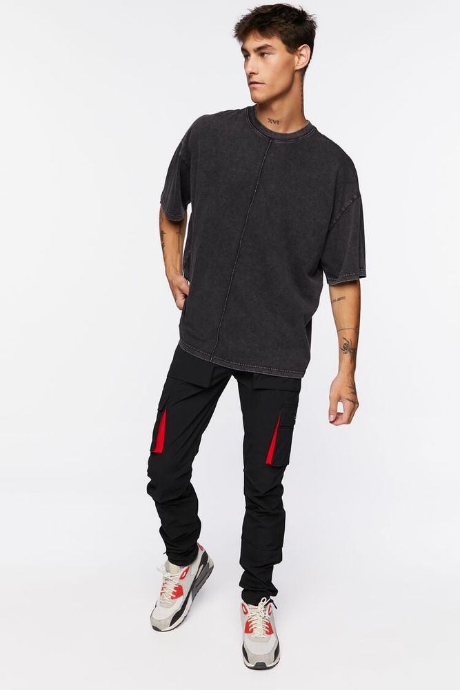 Men's Drawstring Cargo Pants in Black