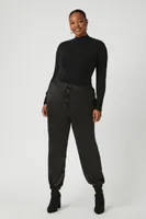 Women's Satin Joggers in Black, 0X