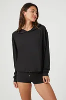 Women's Button-Front Pajama Shorts in Black Small