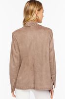 Women's Faux Suede Peak Lapel Blazer in Mocha Large