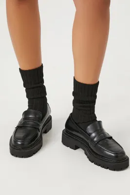 Ribbed Crew Socks in Black