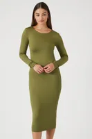 Women's Bodycon Midi Dress in Olive Small