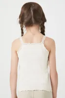 Girls Lace-Trim Tank Top (Kids) in Birch, 9/10