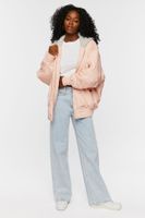 Women's Hooded Combo Bomber Jacket Blush/Heather Grey,