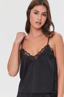 Women's Satin Lounge Cami & Shorts Set in Black Small