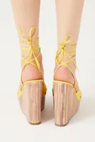 Women's Lace-Up Platform Wedges Yellow,