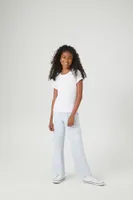 Girls Twill Straight Cargo Pants (Kids) in Light Blue, 11/12