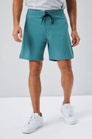 Men Lace-Up Contrast-Trim Swim Trunks in Green/Black Large