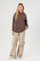 Women's Mineral Wash Long-Sleeve Top in Brown Small