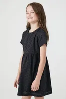 Girls Eyelet Fit & Flare Dress (Kids) in Black, 9/10