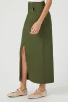 Women's Twill Cargo Maxi Skirt in Olive Small