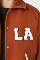 Women's Varsity LA Letterman Jacket in Brown Small