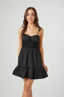 Women's Sweetheart Tie-Strap Mini Dress in Black Small