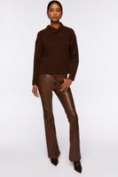 Women's Shawl-Collar Drop-Sleeve Sweater in Coffee Large