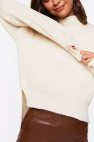 Women's Rolled Turtleneck Drop-Sleeve Sweater in Cream Small