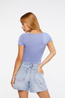 Women's Cutout Button-Loop T-Shirt Blue