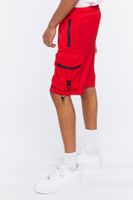 Men Drawstring Utility Cargo Shorts in Red Medium