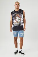 Men Tie-Dye Poison Graphic Muscle Tee Black