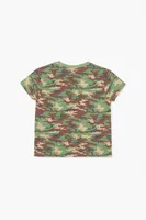 Girls Camo Print T-Shirt (Kids) Olive,