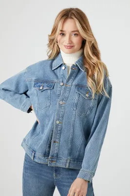 Women's Denim Drop-Sleeve Trucker Jacket Medium