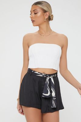 Women's Belted Satin Mini Skirt in Black Small