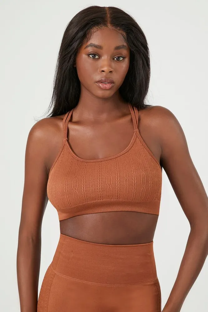 Forever 21 Women's Seamless Strappy Sports Bra in Chestnut Small