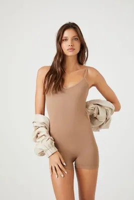 Women's Seamless Cami Romper in Mocha, M/L