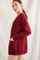 Women's Patch-Pocket Cardigan Sweater in Burgundy Medium