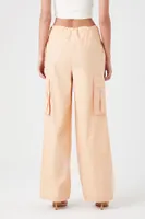 Women's Poplin Cargo Joggers in Peach Medium