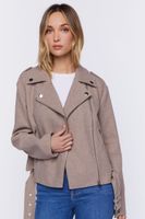 Women's Brushed Moto Jacket in Taupe Large