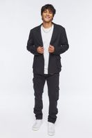 Men Notched Button-Front Blazer in Black Medium