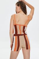 Women's Striped Crochet Cami & Shorts Set in Rust Large