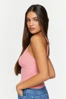 Women's Lace-Trim Cropped Cami in Flamingo Pink Medium