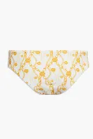 Women's Chain Print Cheeky Bikini Bottoms in White/Yellow Large