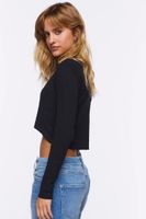 Women's Mock Neck Crop Top in Black, XL