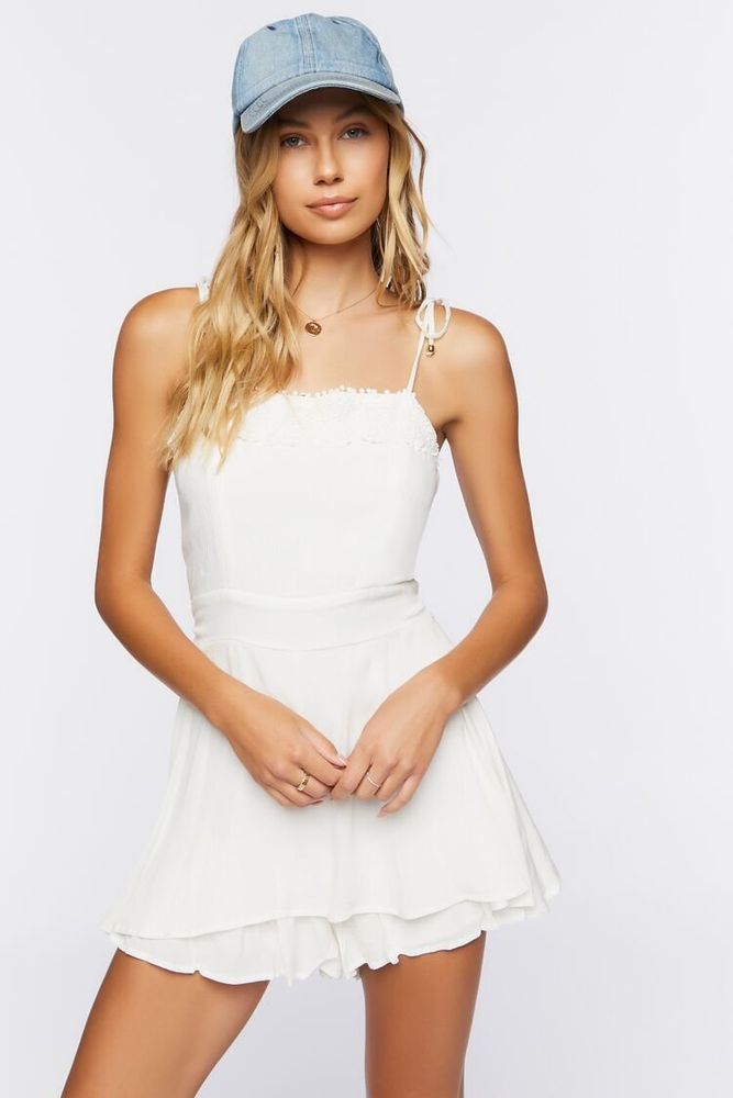 Women's Gauze Fit & Flare Mini Dress in Vanilla Small