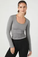 Women's Active Seamless Ruched Cutout Top in Dark Grey Medium