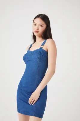 Women's Denim Bodycon Mini Dress in Light Denim Small